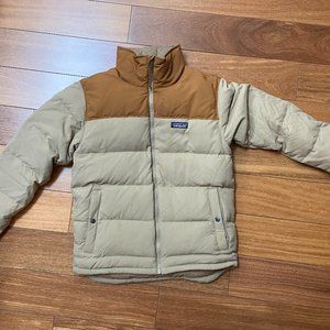 Patagonia Heavy Down Puffer Jacket, Men's Extra Small, Dark Brown, Light Brown